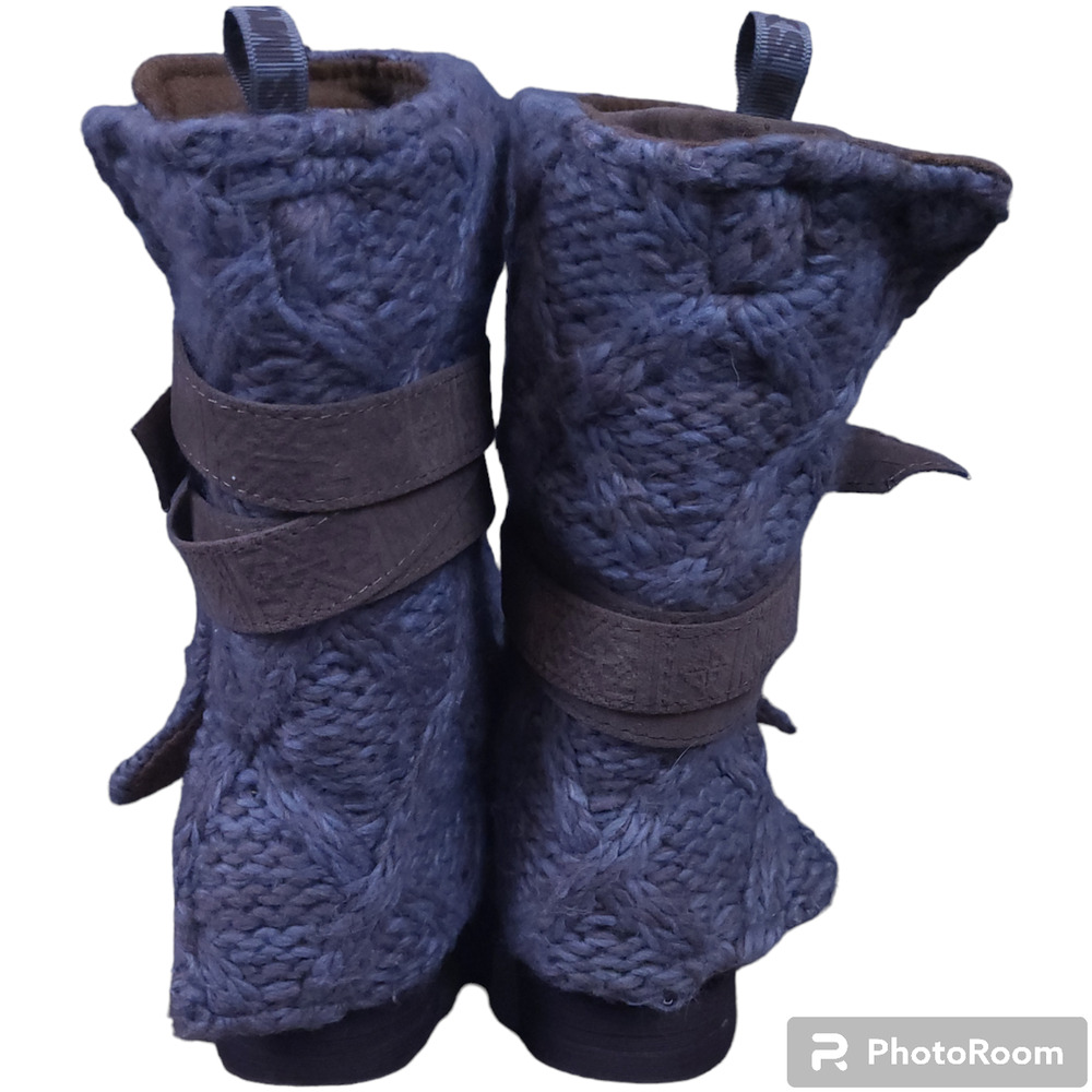 Muk Luks Nikki Convertible Knit Winter Boots Sz 7 Belt Wrap Lace Sweater Style - Picture 5 of 10